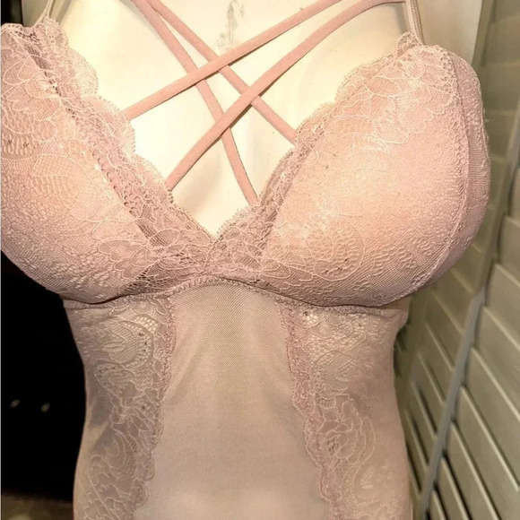 Kathy blush Lace and mesh Bodysuit Lingerie padded Push-Up teddy size S-M - Picture 4 of 14